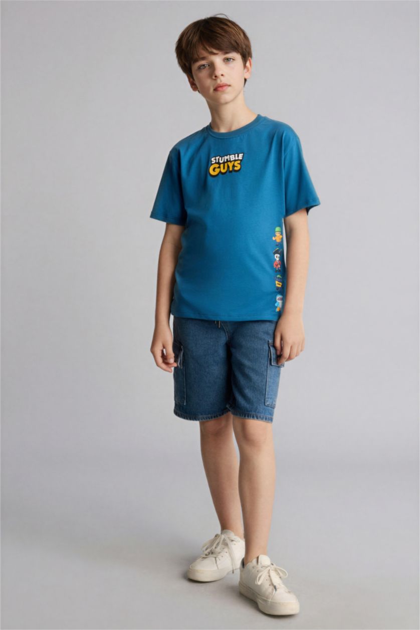 Erkek Çocuk - Genç Erkek Koyu Mavi Stumble Guys Tişört