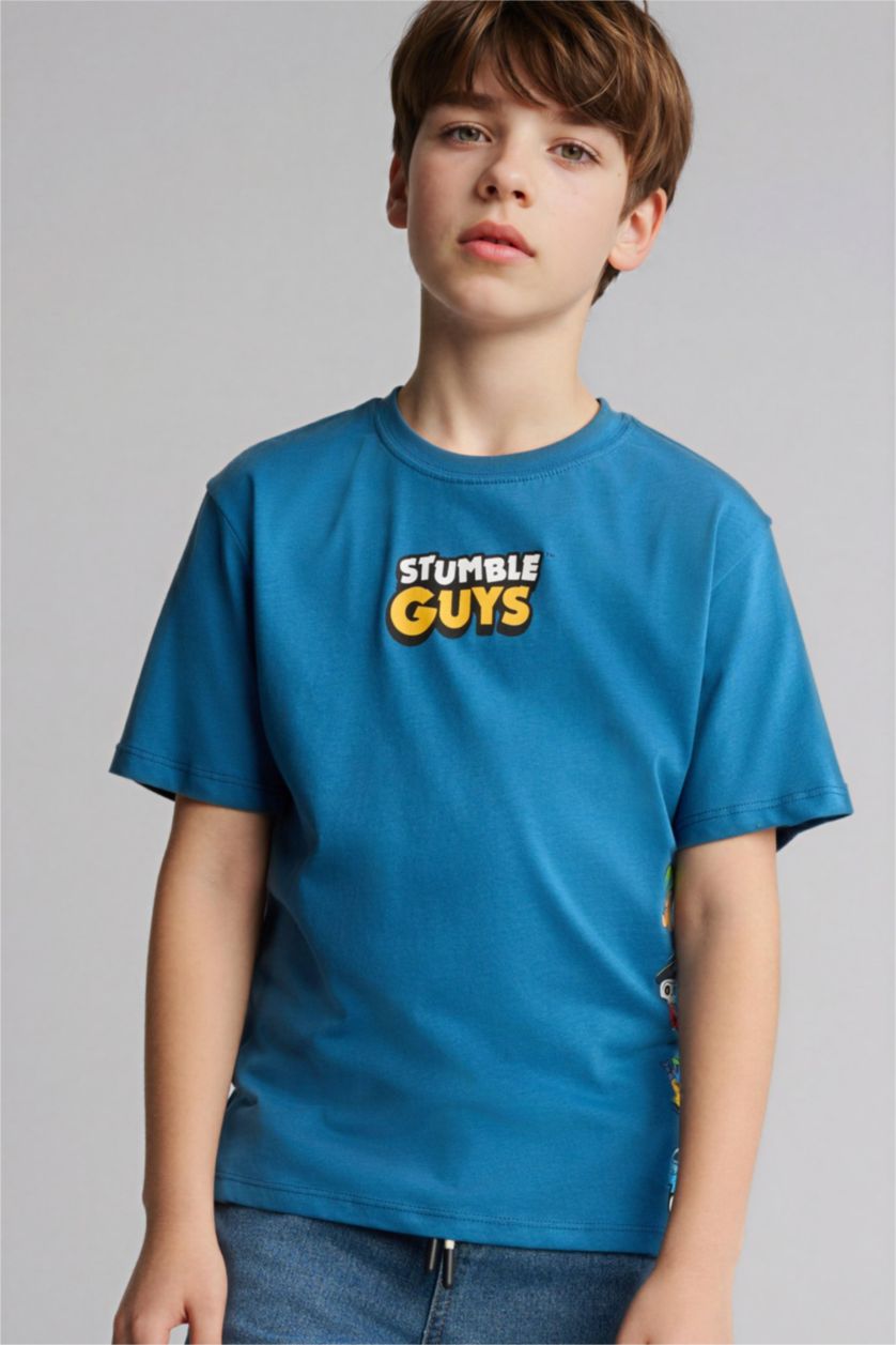 Erkek Çocuk - Genç Erkek Koyu Mavi Stumble Guys Tişört