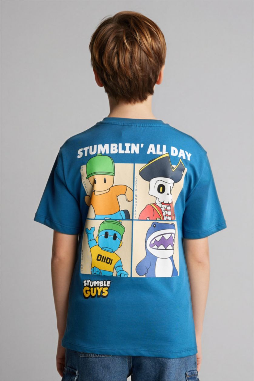 Erkek Çocuk - Genç Erkek Koyu Mavi Stumble Guys Tişört