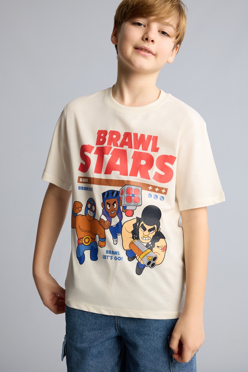Young Boys - Teen Boys Ecru Boy Brawl Stars New Regular Fit T-Shirt