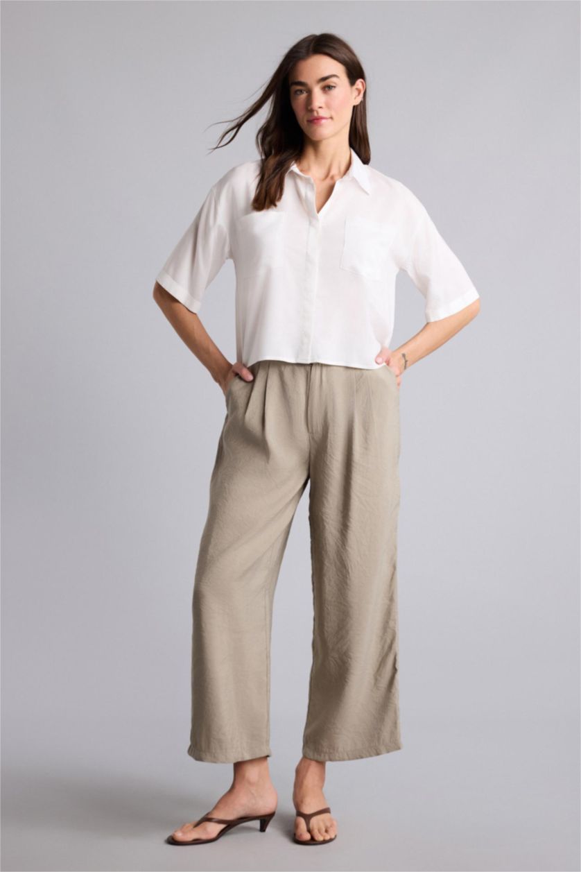 Женщины Кремовый Boxy Fit Short Sleeve Shirt