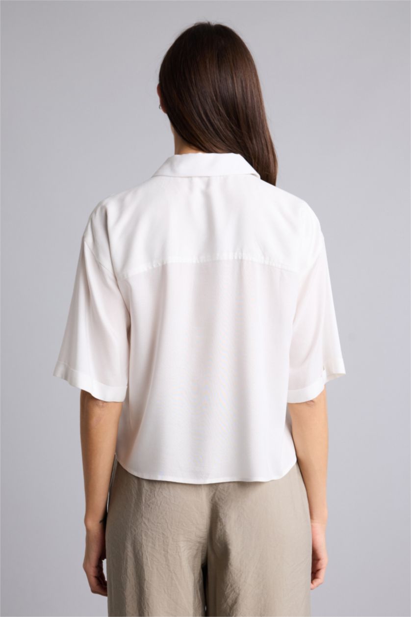 Женщины Кремовый Boxy Fit Short Sleeve Shirt