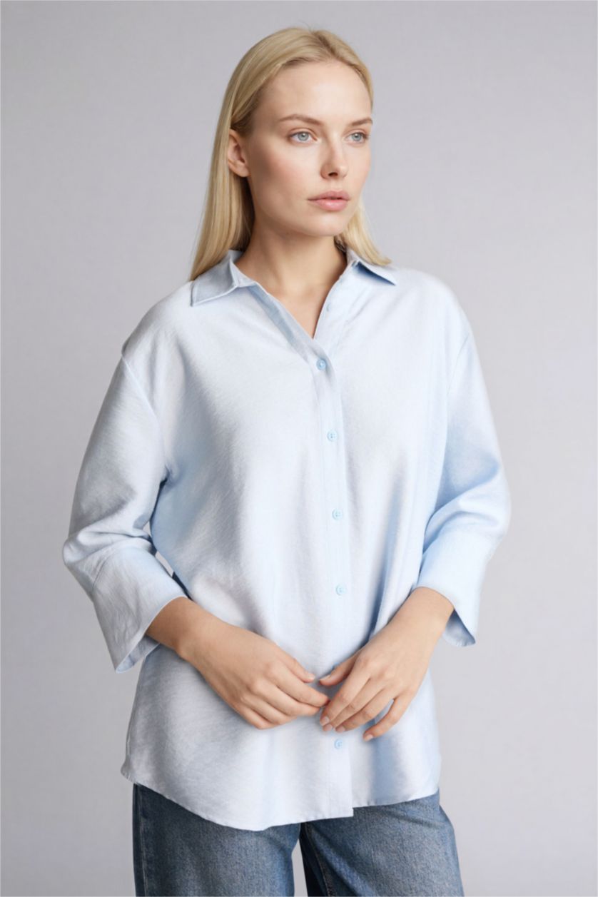 Женщины Светло-синий Relax Fit Long Sleeve Shirt