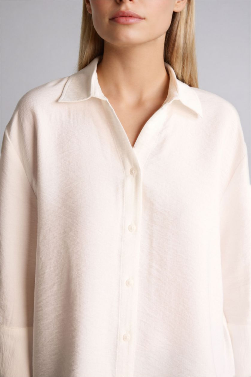 Женщины Бежевый Relax Fit Long Sleeve Shirt