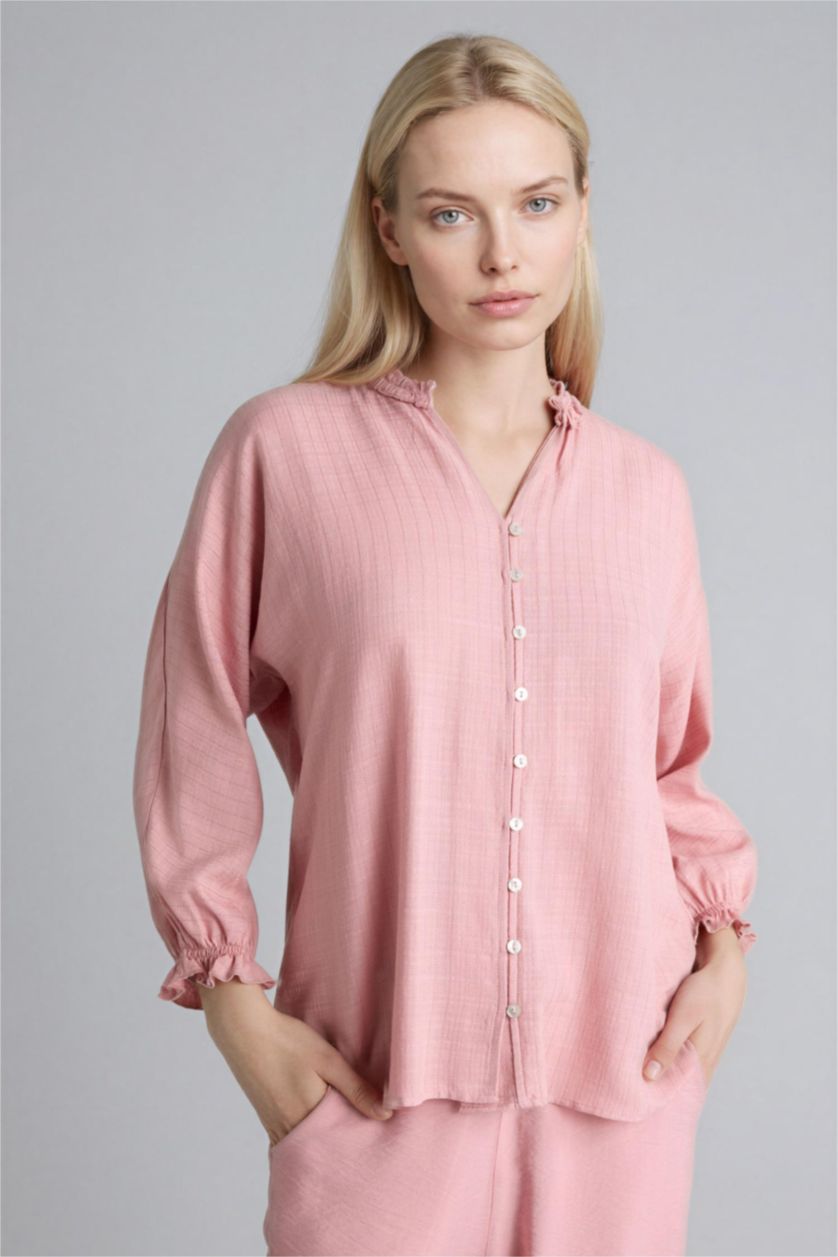 FEMME Bordeaux Chemise à manches longues et col en V