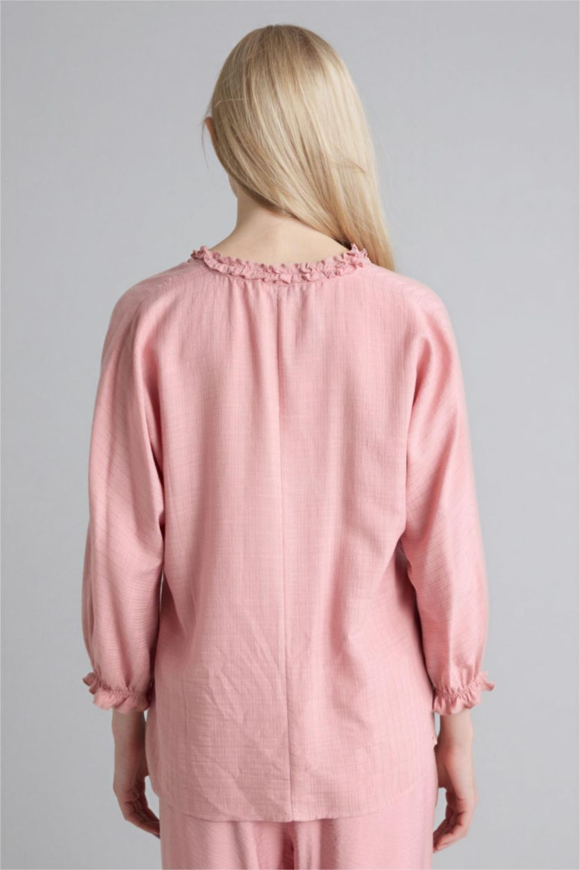 FEMME Bordeaux Chemise à manches longues et col en V