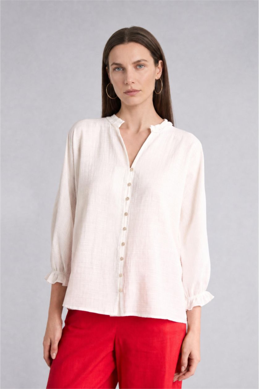 Women White Long Sleeve Shirt