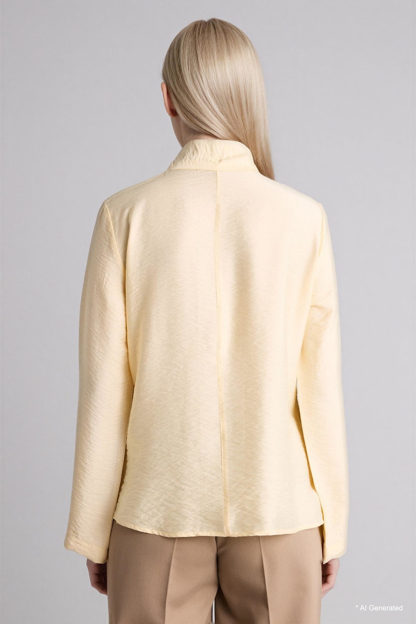 Women Light Yellow Regular Fit V-Neck Long Sleeve Shirt