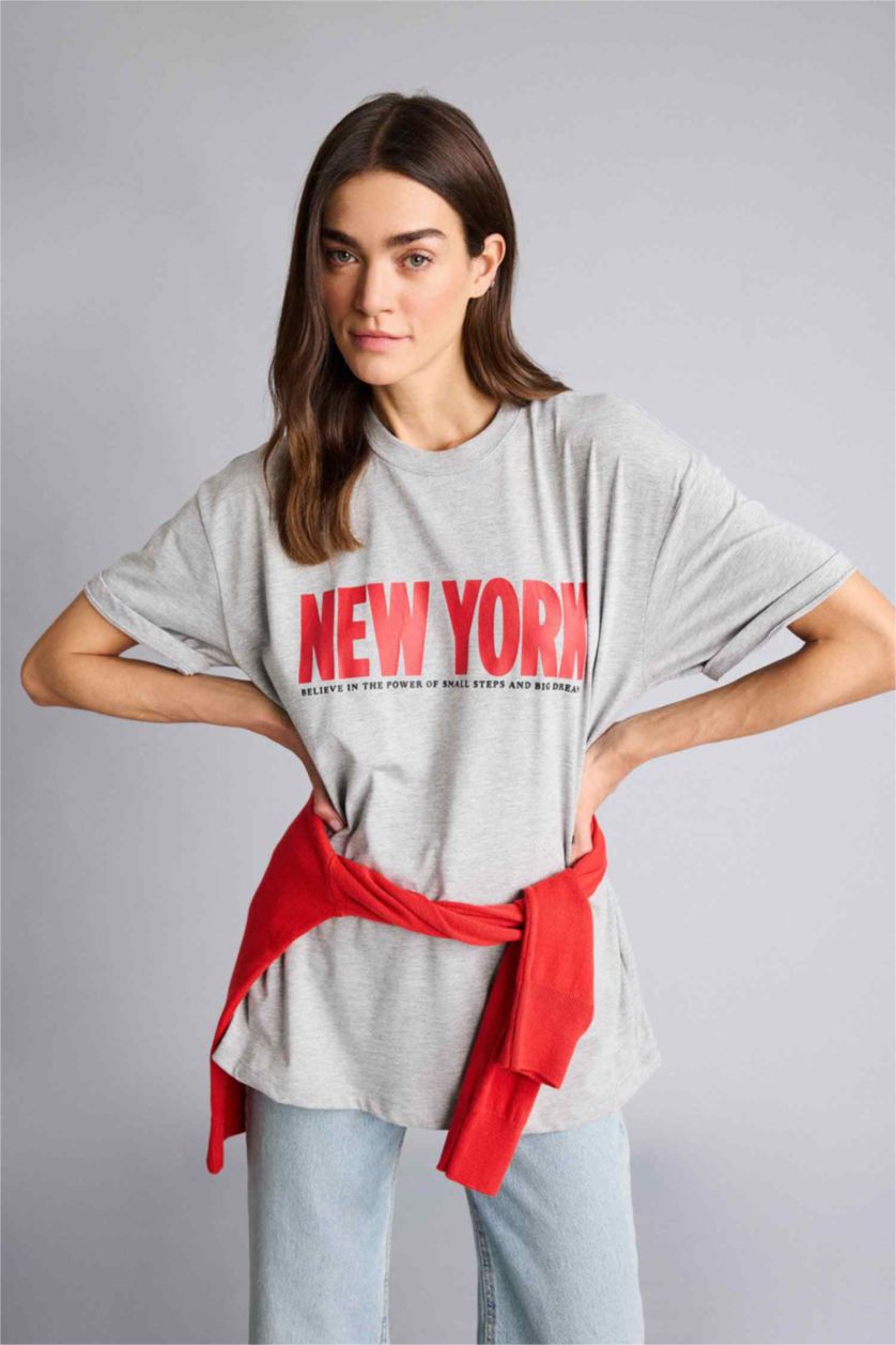 حريمي ميلانج رمادي Woman Short Sleeve T-Shirt