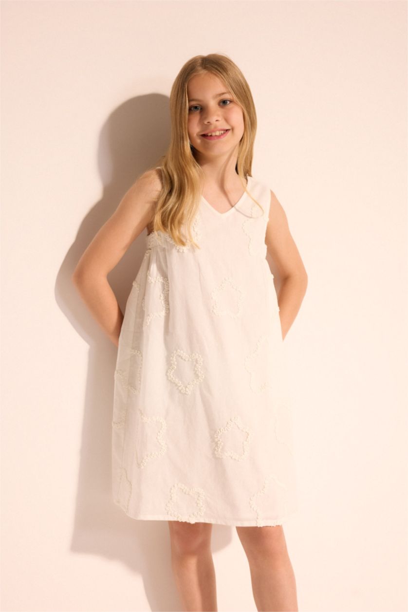 Young Girls - Teen Girls White Sleeveless Woven Dress