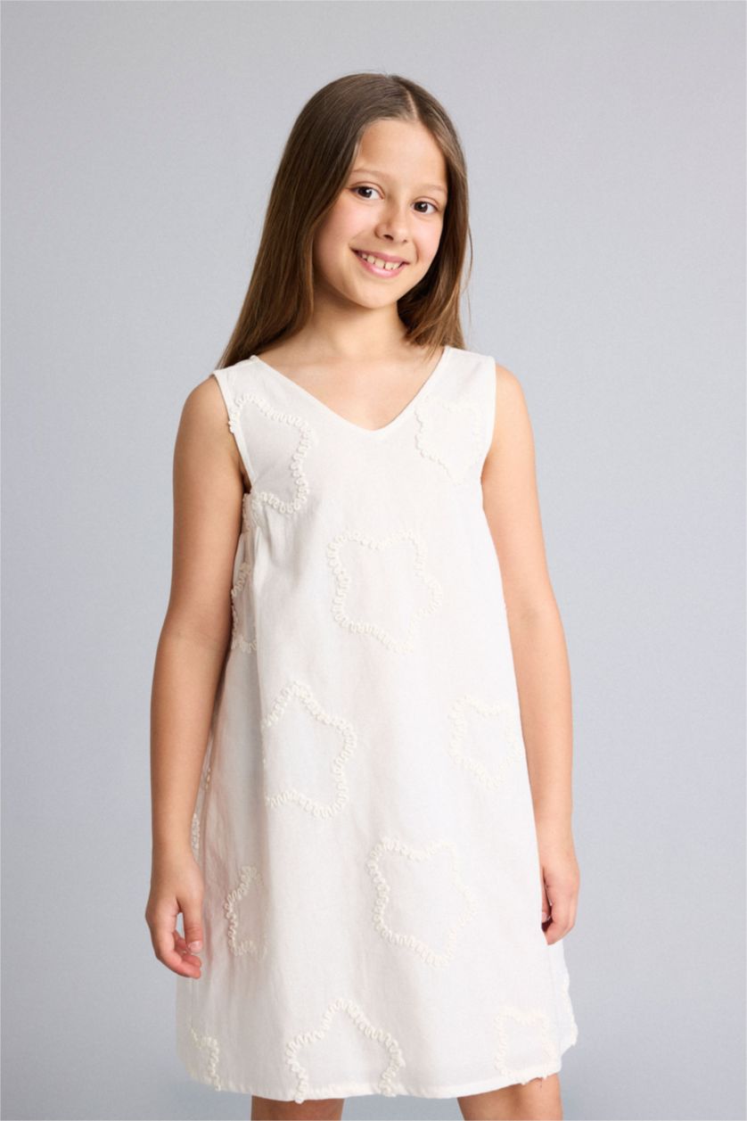 Young Girls - Teen Girls White Sleeveless Woven Dress