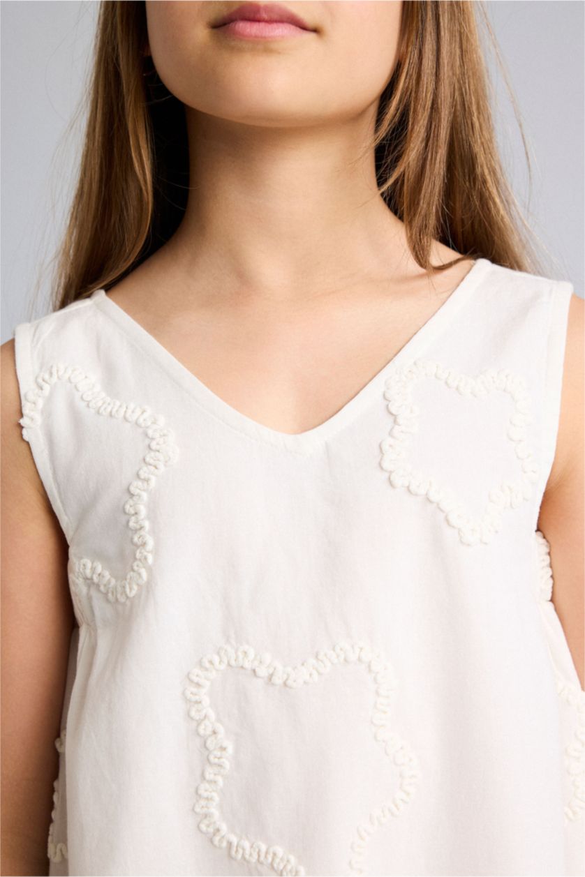 Young Girls - Teen Girls White Sleeveless Woven Dress