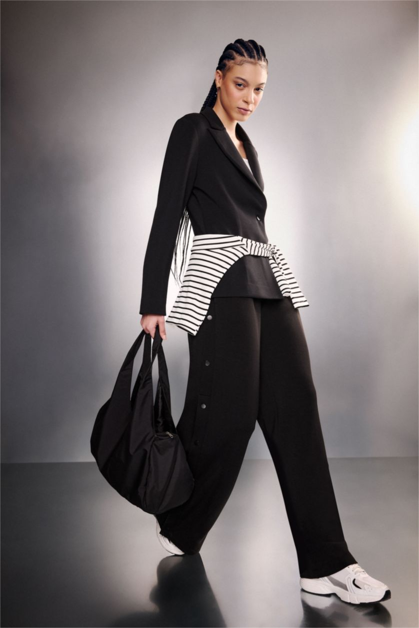 WOMAN Black Wide Leg with Pockets modal Trousers