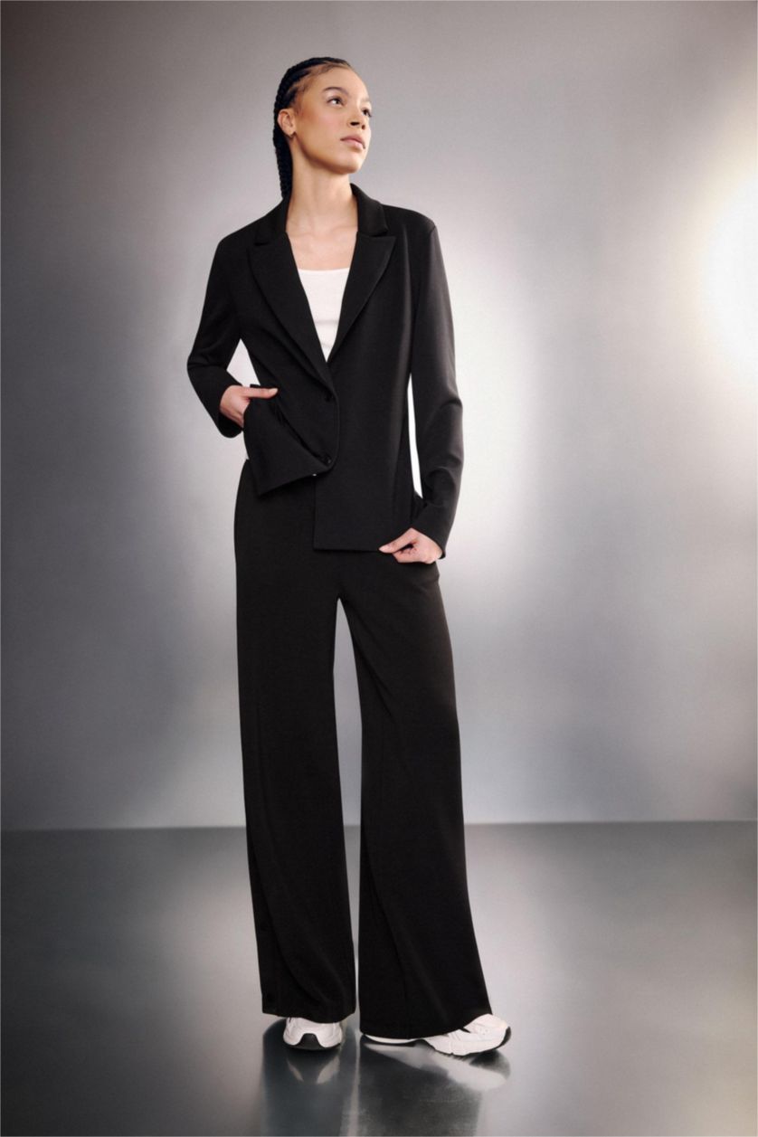 WOMAN Black Wide Leg with Pockets modal Trousers
