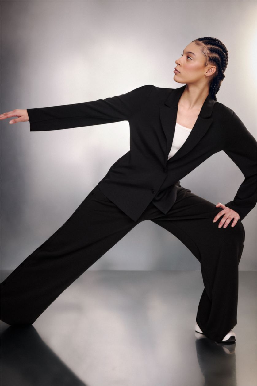 WOMAN Black Wide Leg with Pockets modal Trousers