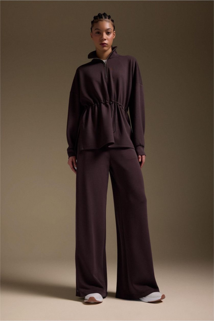 WOMAN Brown Wide Leg Long Modal Sports Sweatpants