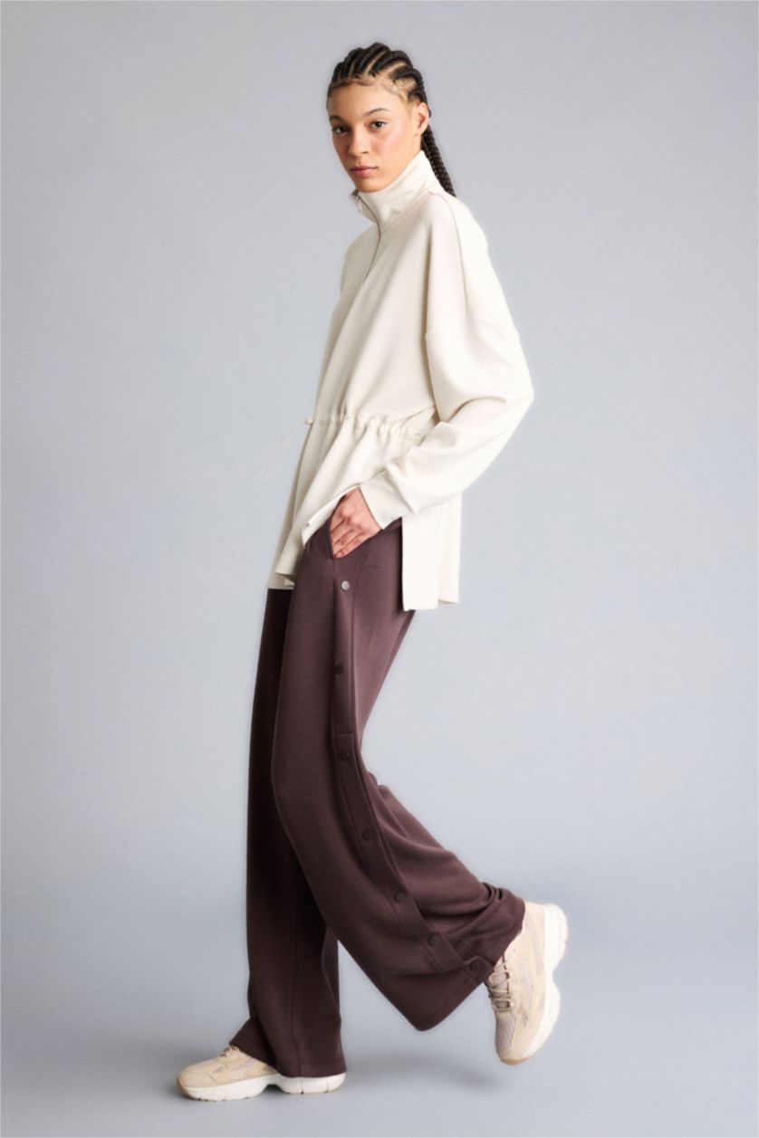 Woman Brown Wide Leg Long Modal Sports Sweatpants