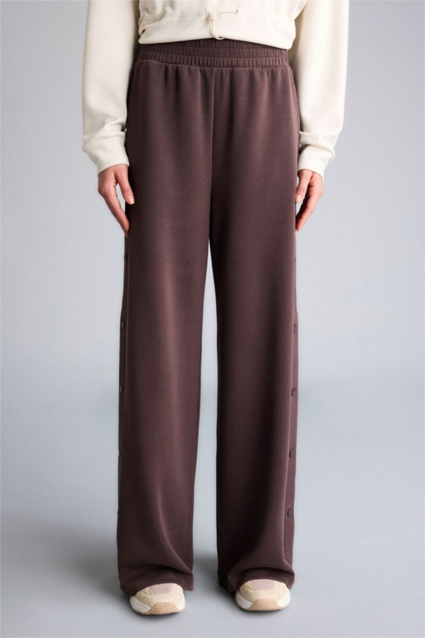 Woman Brown Wide Leg Long Modal Sports Sweatpants