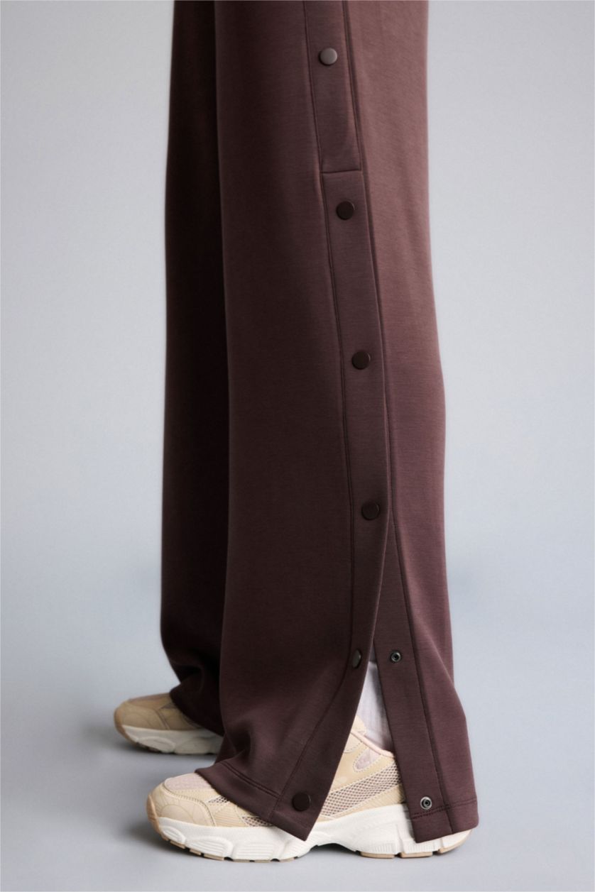 Woman Brown Wide Leg Long Modal Sports Sweatpants