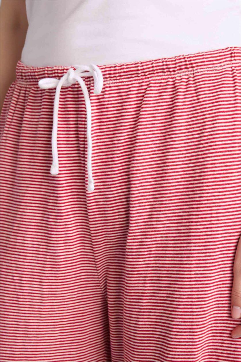 Woman Red Regular Fit Ribana Knitted Bottoms