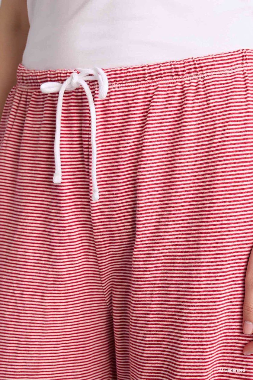 Women Red Regular Fit Ribbed Pajama Pants