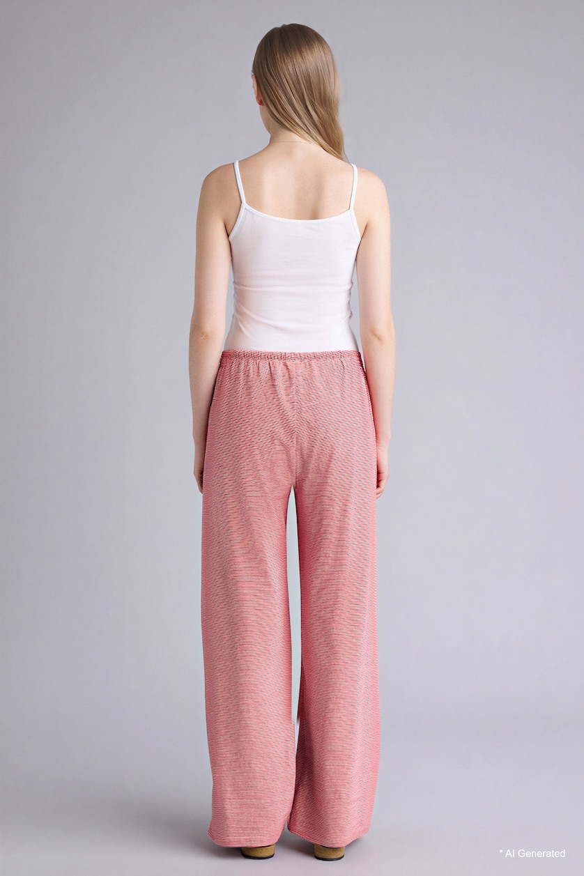 Women Red Regular Fit Ribbed Pajama Pants