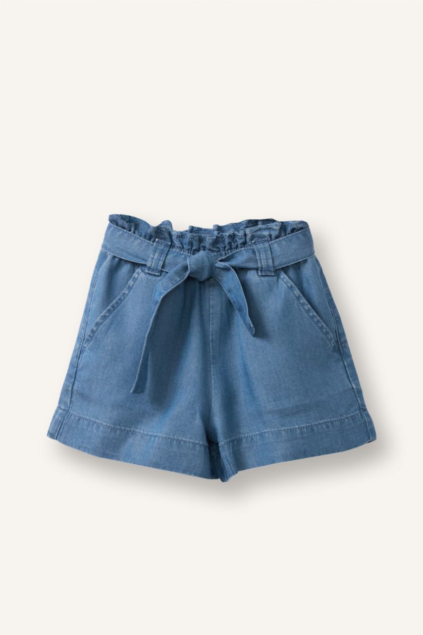 Baby Girls Blue Baby Girl Paperbag Fit Paperbag Waist Shorts