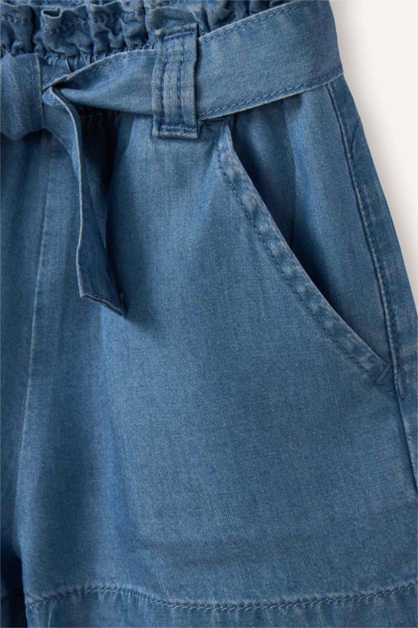 Baby Girls Blue Baby Girl Paperbag Fit Paperbag Waist Shorts