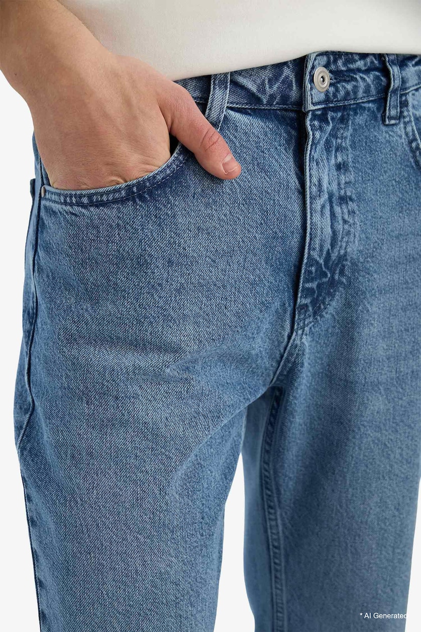 Men Light Blue Soft Textured Straight Fit Jeans