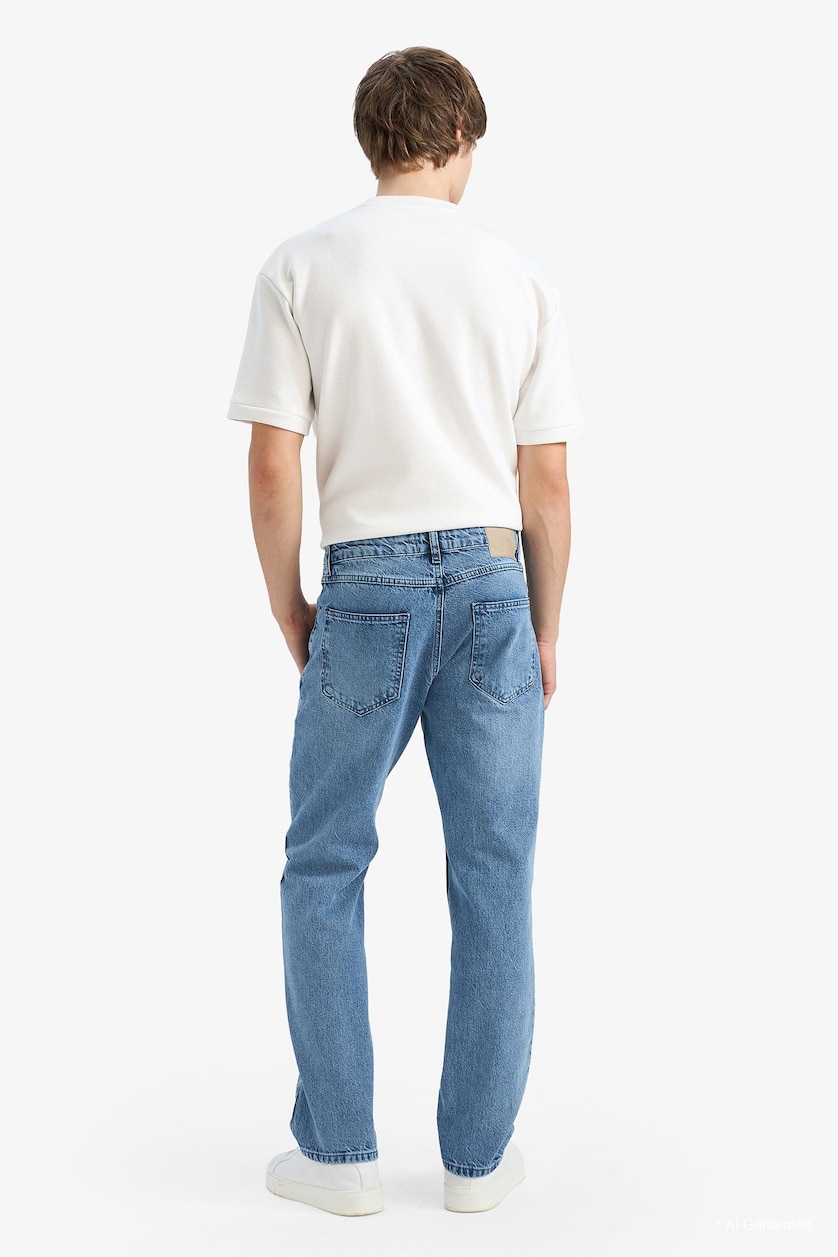 Men Light Blue Soft Textured Straight Fit Jeans