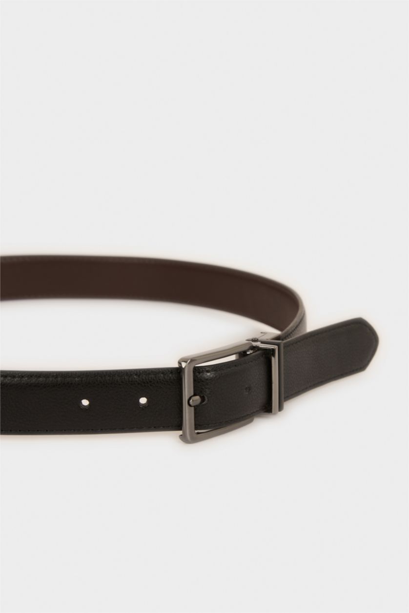 MAN MIXED Man Oval Buckle Faux Leather