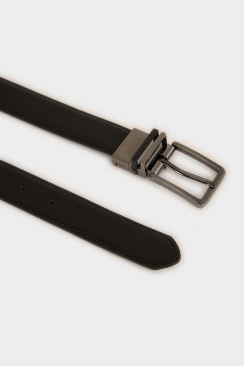 MAN MIXED Man Oval Buckle Faux Leather