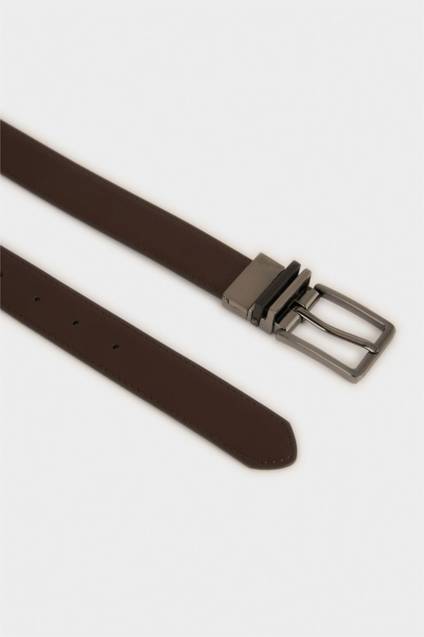 MAN MIXED Man Oval Buckle Faux Leather