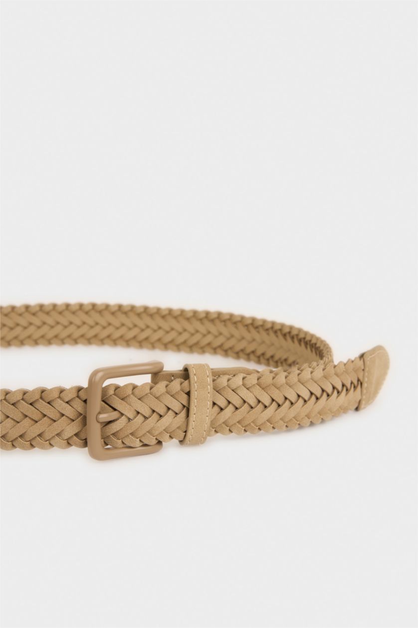 MAN Beige Man Rectangle Clasp Faux Leather