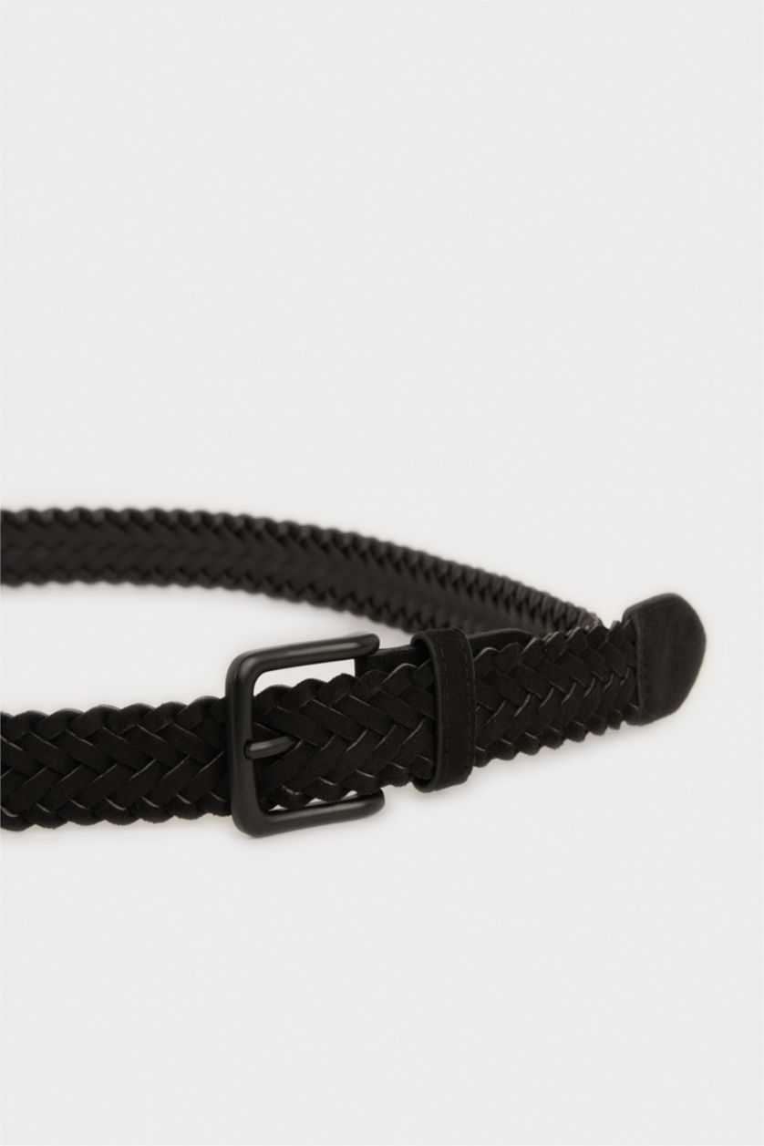 MAN Black Man Rectangle Clasp Faux Leather