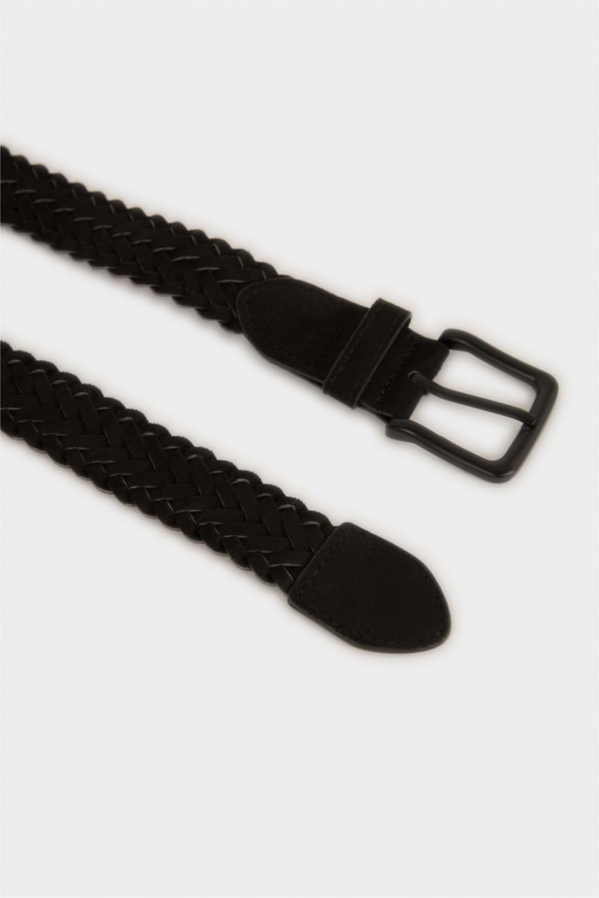 MAN Black Man Rectangle Clasp Faux Leather