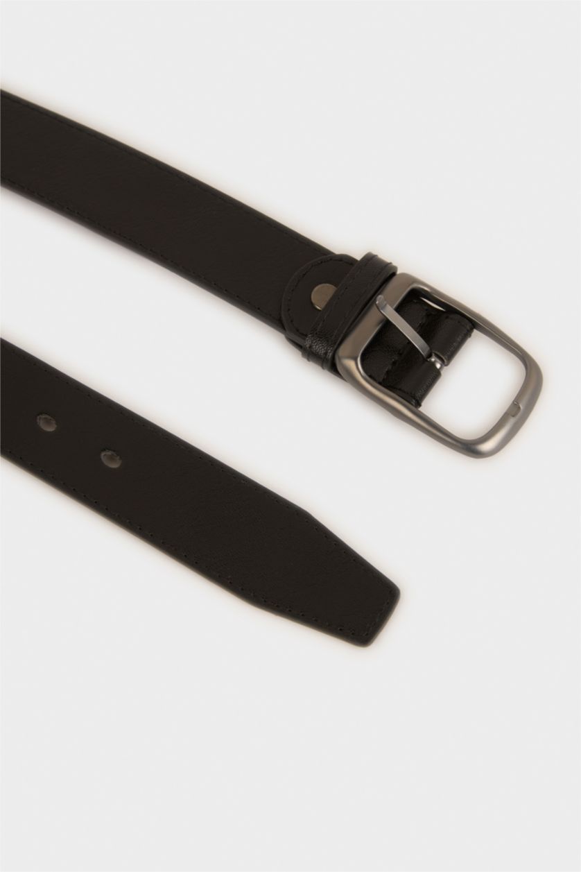 MAN Black Man Oval Buckle Faux Leather