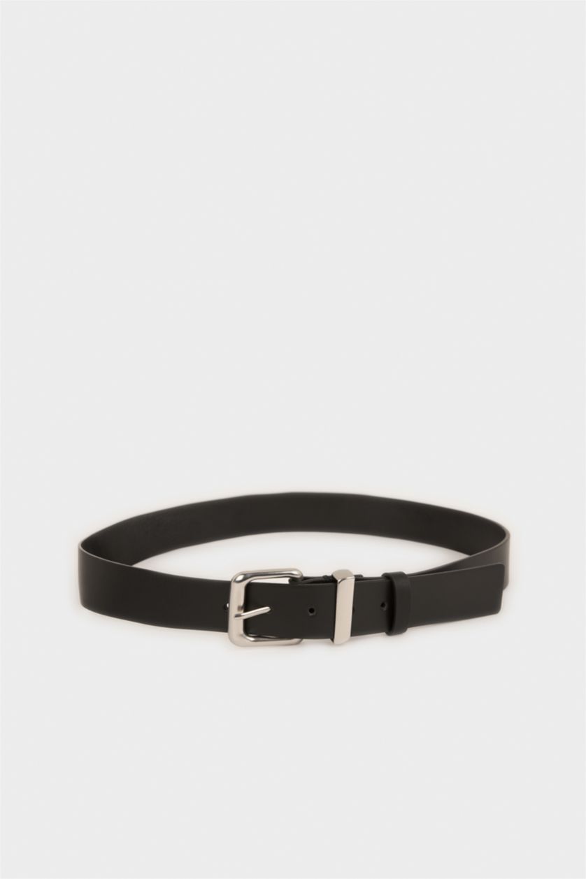 MAN Black Man Rectangle Clasp Faux Leather