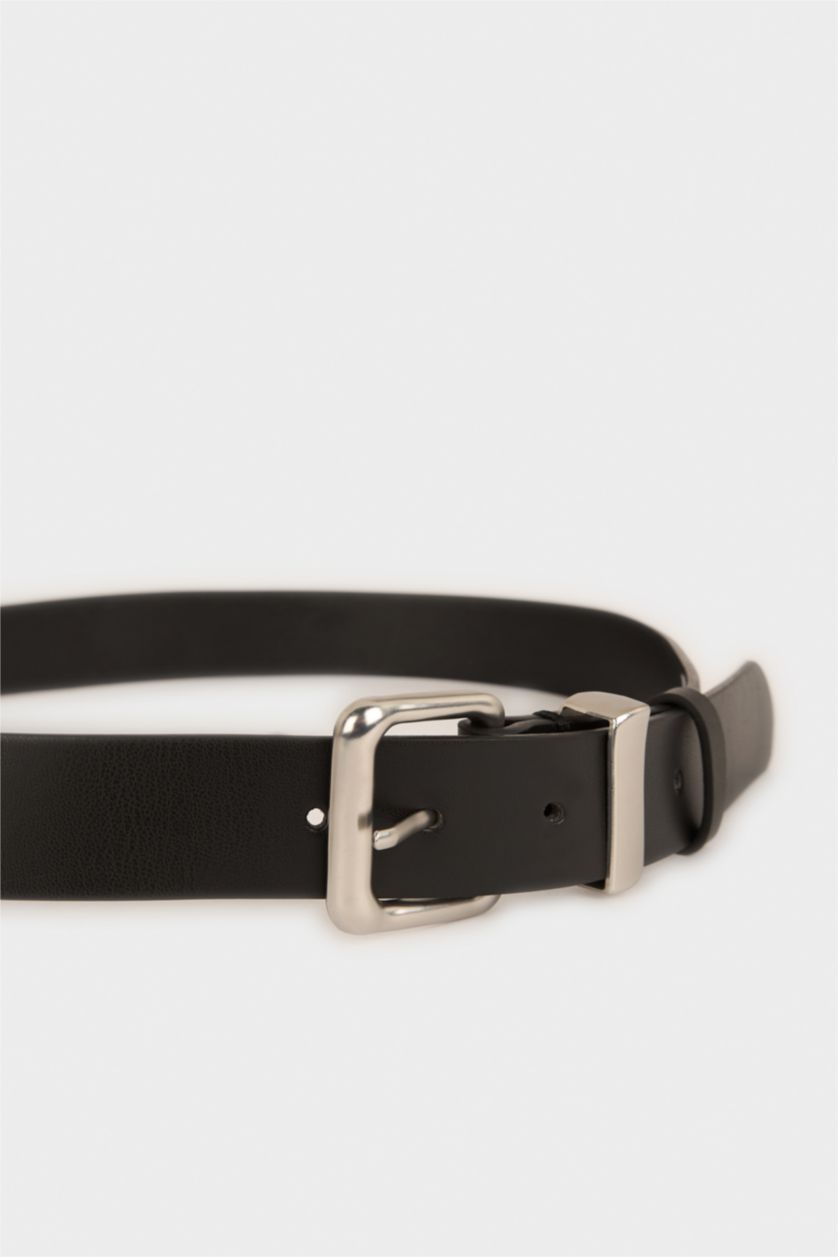 MAN Black Man Rectangle Clasp Faux Leather