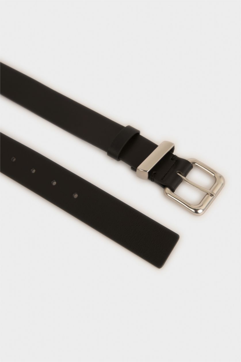 MAN Black Man Rectangle Clasp Faux Leather