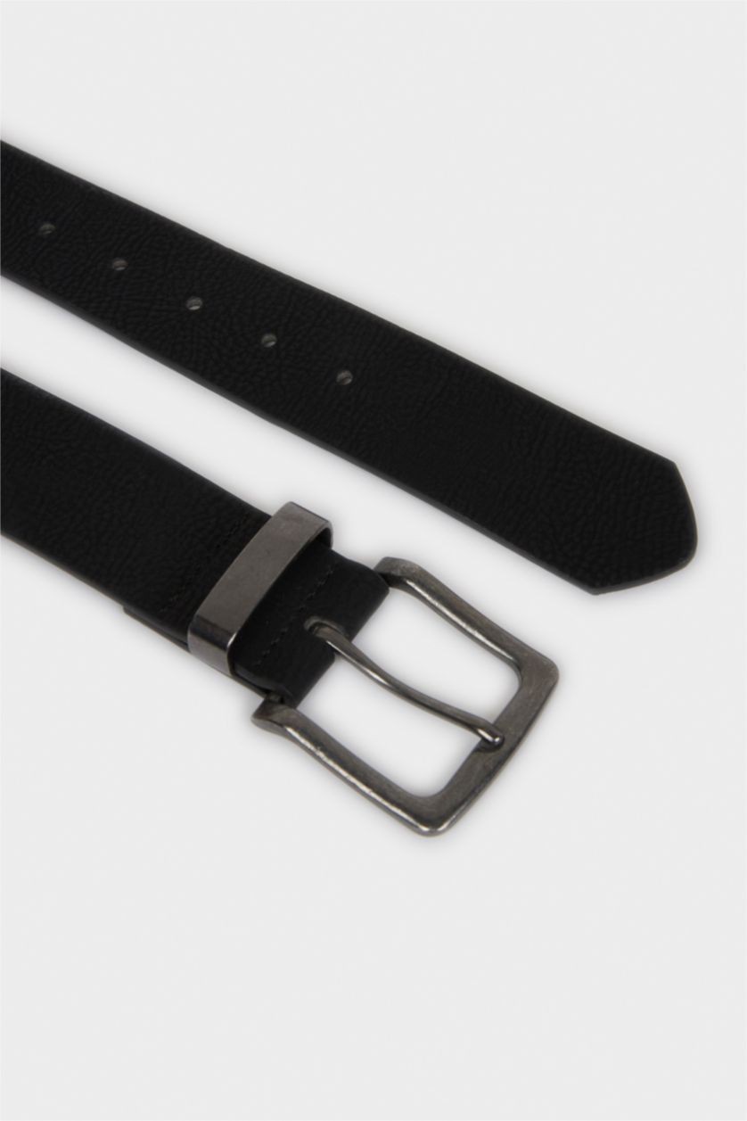 Erkek Siyah Erkek Dikdörtgen Toka Suni Deri Günlük Kemer