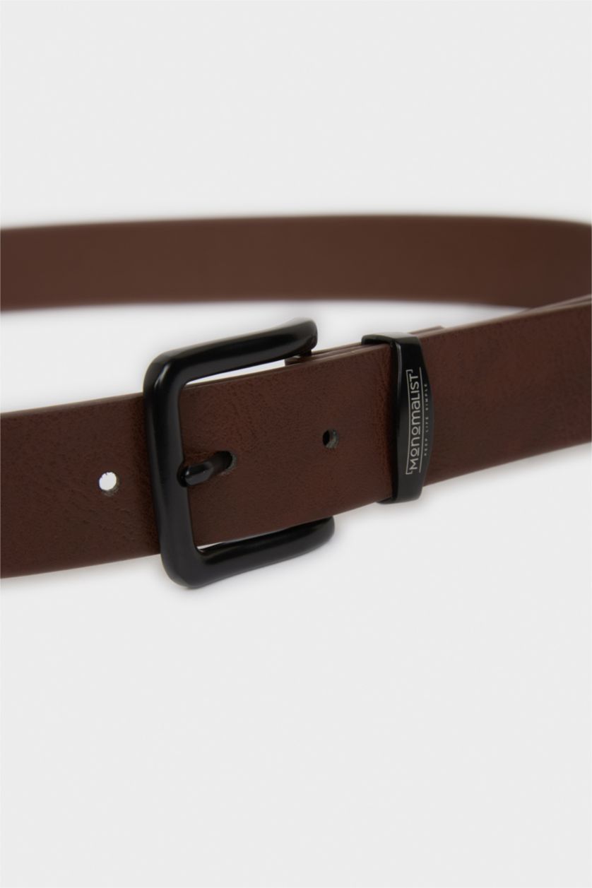 Erkek Kahve Erkek Dikdörtgen Toka Suni Deri Günlük Kemer