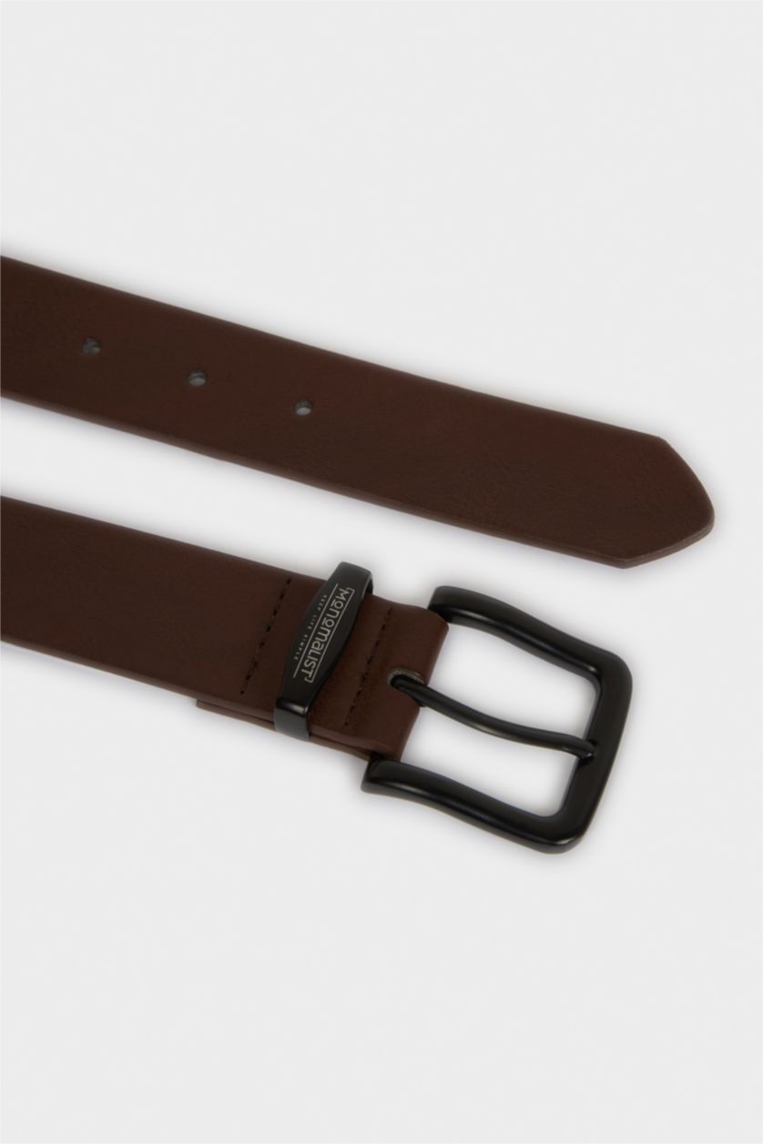 Erkek Kahve Erkek Dikdörtgen Toka Suni Deri Günlük Kemer