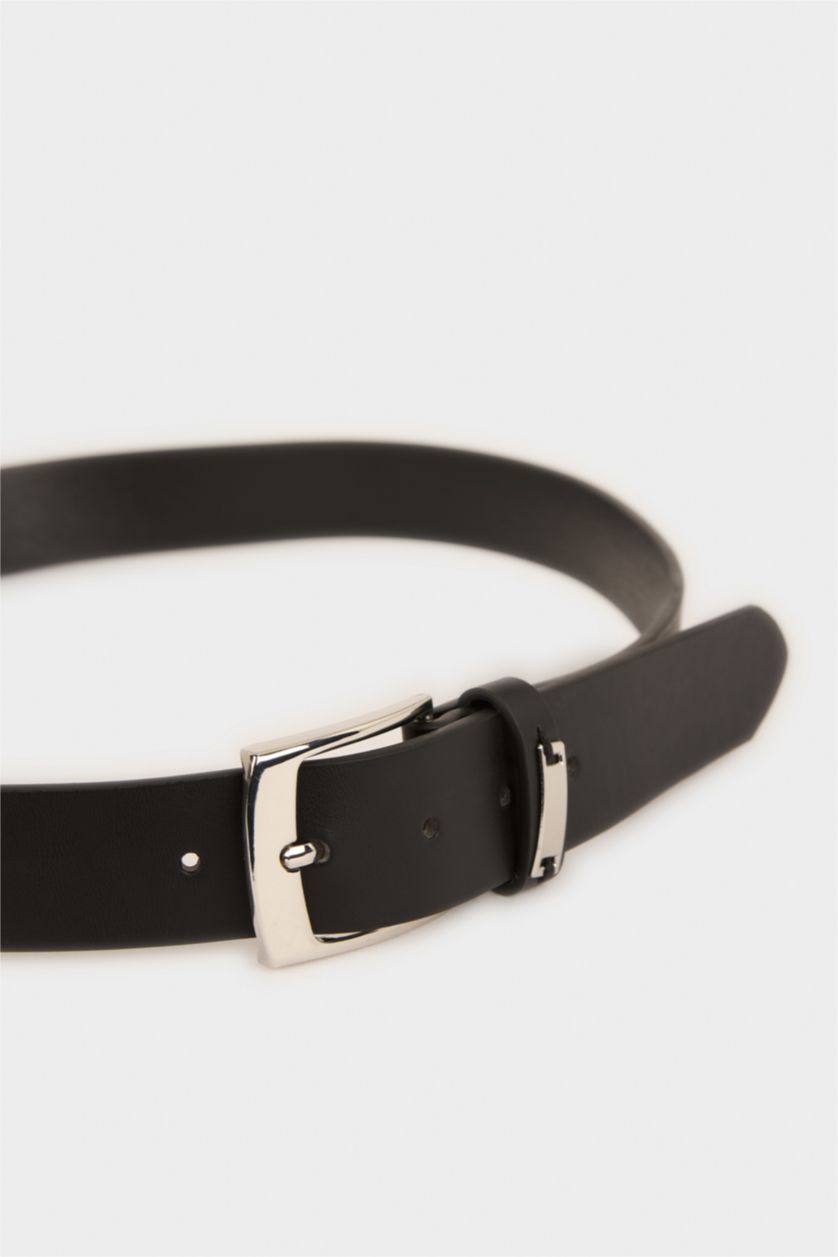 MAN Black Man Rectangle Clasp Faux Leather