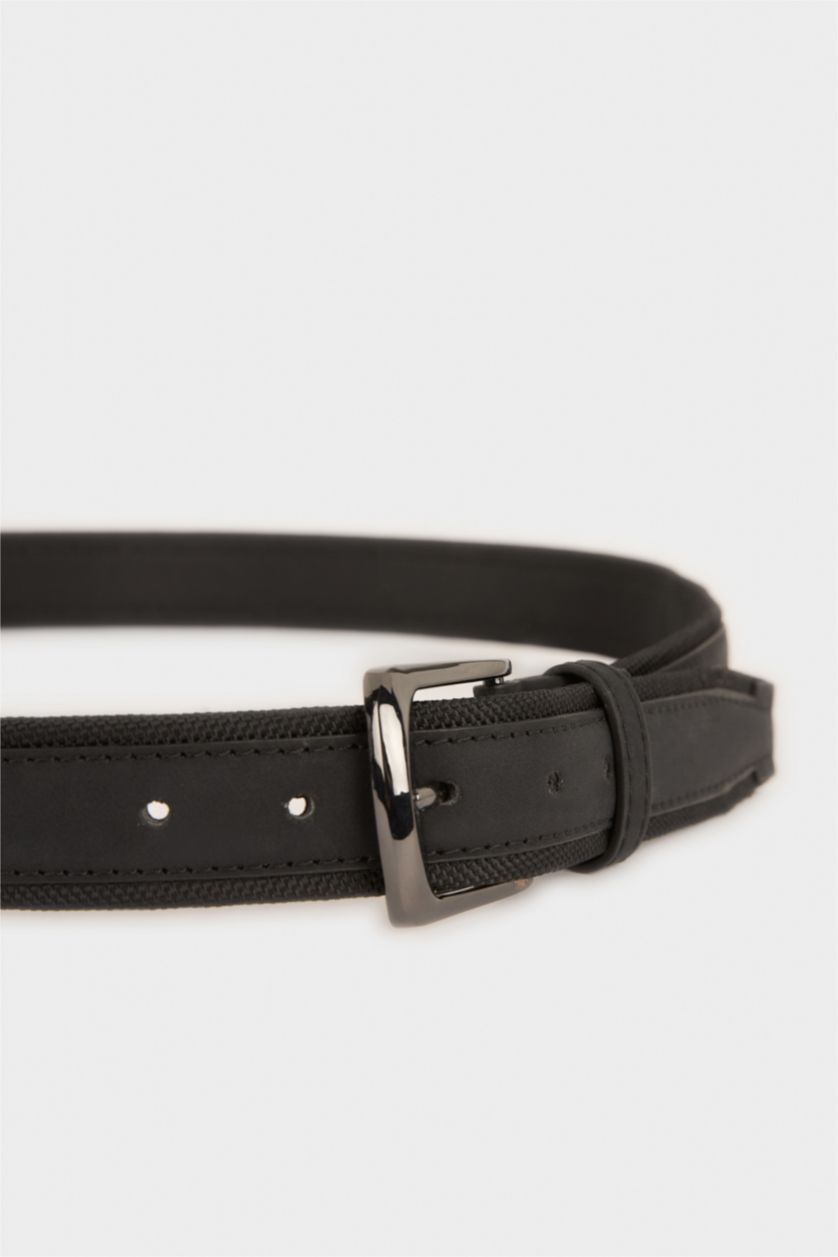 MAN Black Man Rectangle Clasp Faux Leather