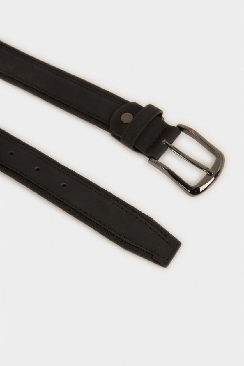 MAN Black Man Rectangle Clasp Faux Leather