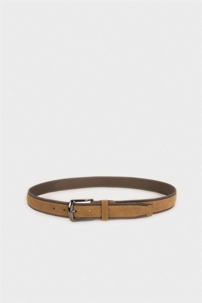 MAN Brown Man Rectangle Clasp Faux Leather