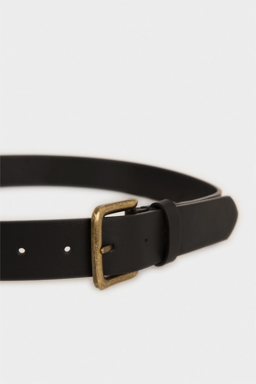 MAN Black Man Rectangle Clasp Faux Leather