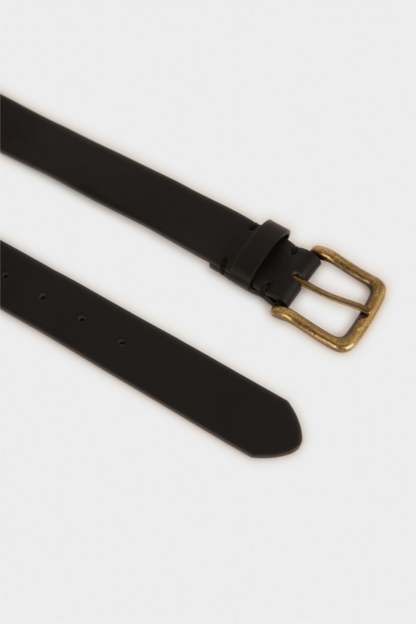 MAN Black Man Rectangle Clasp Faux Leather