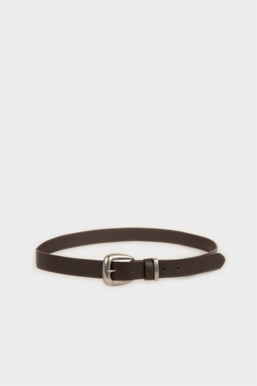 MAN Dark Brown Man Rectangle Clasp Faux Leather